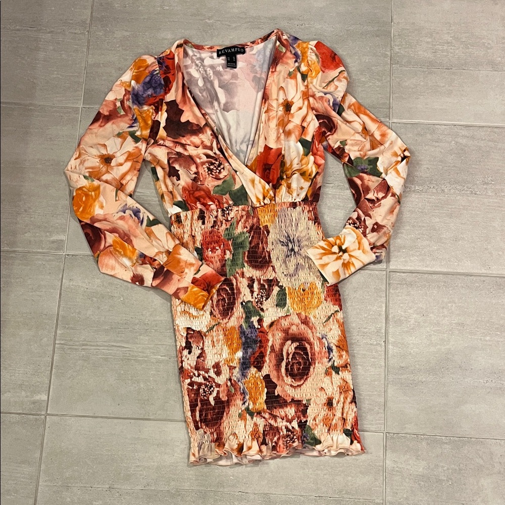 Cute Floral Long Sleeve Dress